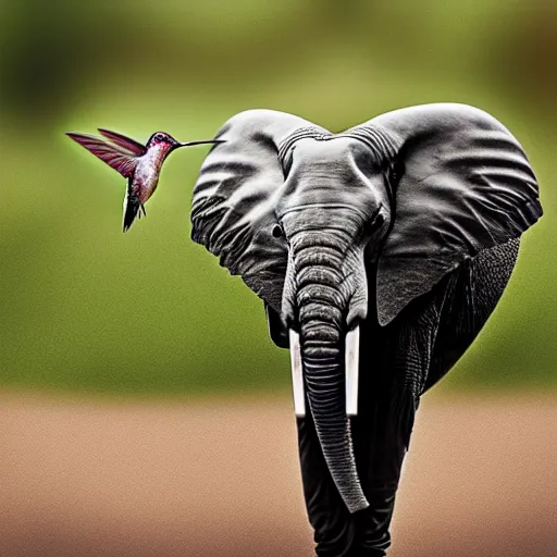 Image similar to a hummingbird - elephant - hybrid, animal photography