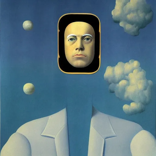 Image similar to A man\'s eyes containing the universe, by René Magritte