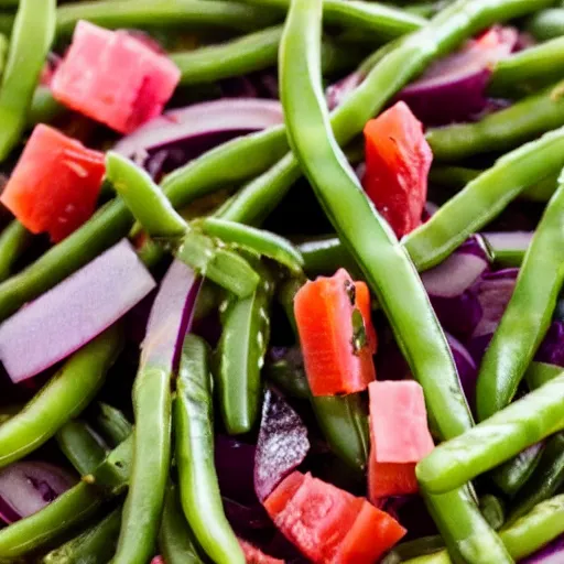 Prompt: onion jolly rancher green bean juniper salad