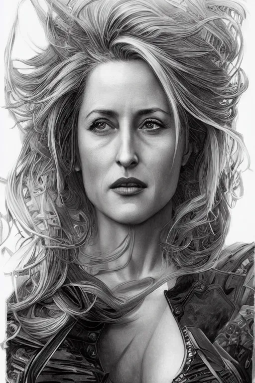 Prompt: young Gillian Anderson as a ruggedly beautiful super heroine, intricate, elegant, highly detailed, centered, digital painting, artstation, concept art, smooth, sharp focus, illustration, art by artgerm and donato giancola and Joseph Christian Leyendecker, Ross Tran, WLOP