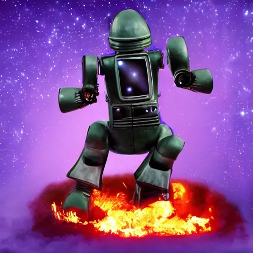 Image similar to giant toy soldier robot destroying a city laser, purple