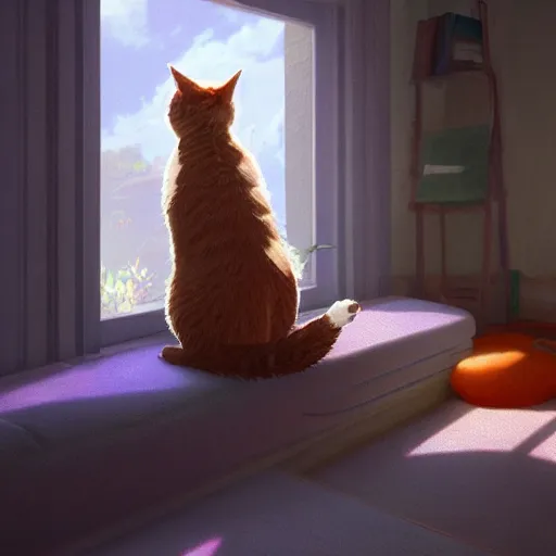 Prompt: cat in a room. digital art. artstation. realistic. vibrant. illustration. in the style of pixar movie. octane render. art by makoto shinkai, stanley artgerm lau, wlop, rossdraws. volumetric lighting.