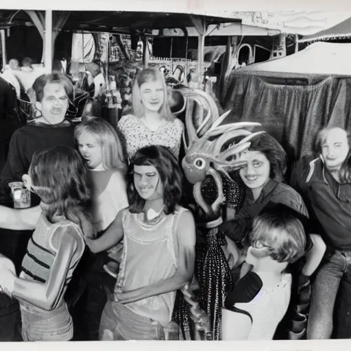 Image similar to photo of Cthulu having fun at the county fair with his friends, 1970s, 4k