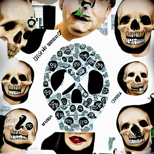 Image similar to whatsapp and instagram messages collage in the shape of a skull