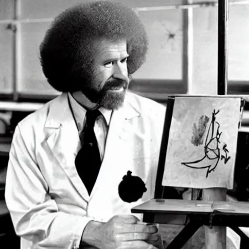 Bob Ross does a black-and-white painting for colorblind fan - Upworthy