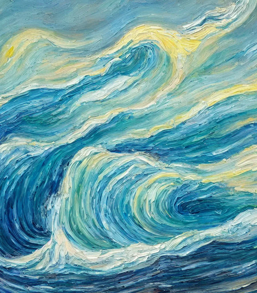 an impasto oil painting of a beautiful barreling wave, | Stable ...