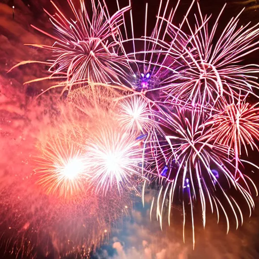 Image similar to fireworks inside bubbles
