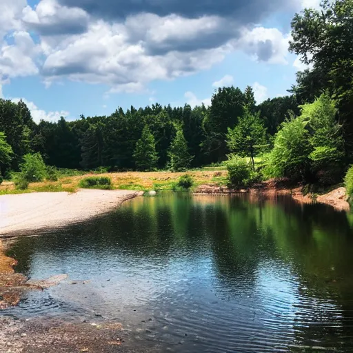 Prompt: a summer day spent at the fishing hole, Aenami, Alena