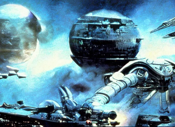 Image similar to a still from a 1 9 8 0 s sci - fi movie, with special effects by ilm and douglas trumbull, imax