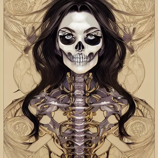Image similar to anime manga skull portrait young woman skeleton, intricate, elegant, highly detailed, digital art, art by JC Leyendecker and sachin teng