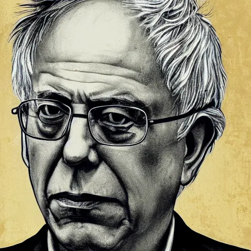 Image similar to Bernie Sanders, portrait, iconographic, Byzantine, icon, historical