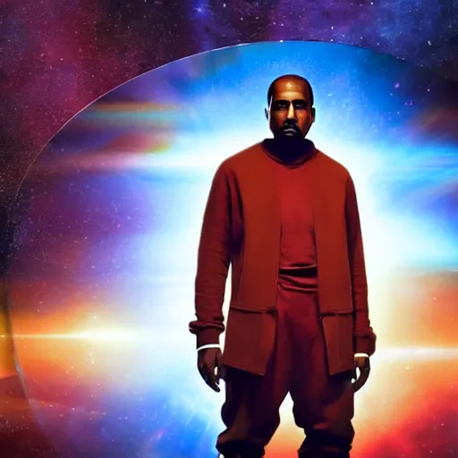 Image similar to a full body photograph of kanye west as'doctor who ', time vortex in the background, detailed face, symmetrical face, extreme realism and detail, 8 k, completely framed, direct lighting, 3 5 mm photo, photorealistic, sharp focus