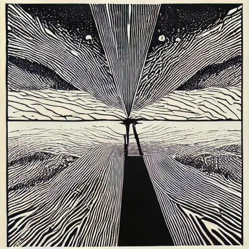 Image similar to You\'ve been dreamin\' Come with me I\'ll help you wake up, radiohead album art cover, by Stanley Donwood