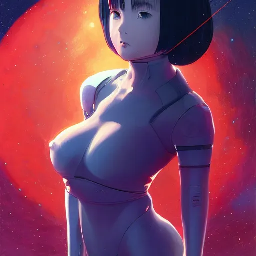 Image similar to A space realistic cat with big and cute eyes, || VERY ANIME, fine-face, realistic shaded perfect face, fine details. Anime. realistic shaded lighting poster by Ilya Kuvshinov katsuhiro otomo ghost-in-the-shell, magali villeneuve, artgerm, Jeremy Lipkin and Michael Garmash, Rob Rey and Kentarõ Miura style, trending on art station