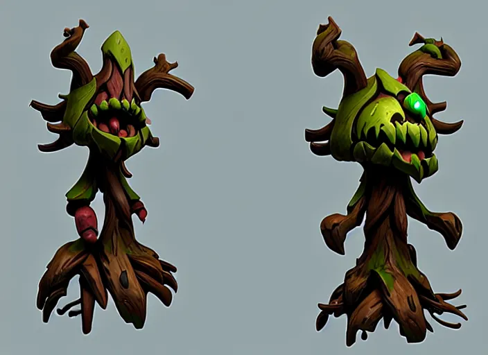 Image similar to wooden treant festeroot snarling head, stylized stl, 3 d render, activision blizzard style, hearthstone style, darksiders art style