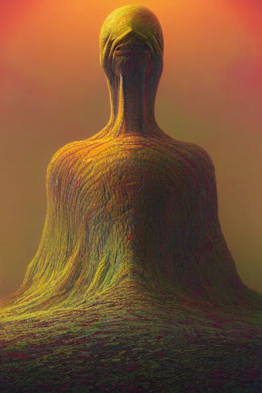 Prompt: the scariest alien dream you ever had, digital painting, vivid color, complementary color, detailed, sharp lines, sharp focus, intricate, rainbowshift, by maxfield parrish, zdzisław beksinski, h. r giger, james gurney, deviantart, 1 6 k, octane render