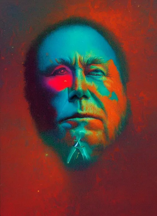 Image similar to alex jones by lisa frank and zdzislaw beksinski