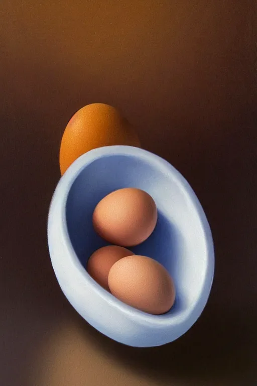 Prompt: a hyperrealistic painting of a single egg, minimalistic, super fine detail