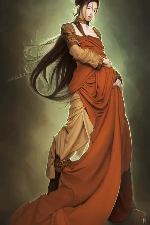 a full body portrait of a gorgeous female monk, D&D