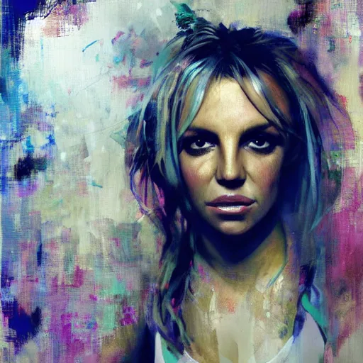 Image similar to britney spears and doja cat morphed together, hybrid, jeremy mann painting