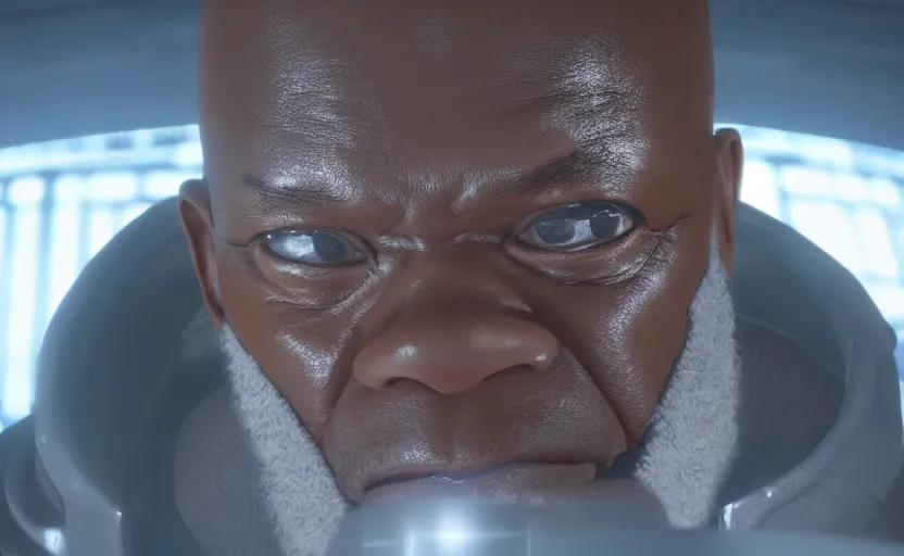 Image similar to Samuel Jackson in Star Trek, 4K UHD image, octane render,