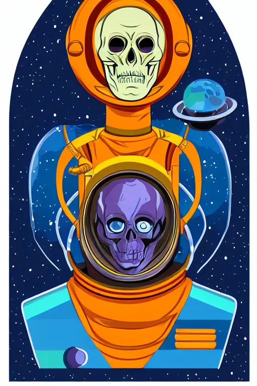 Image similar to portrait of a astronaut skeletor, art by ori toor, sticker, colorful, illustration, highly detailed, simple, smooth and clean vector curves, no jagged lines, vector art, smooth