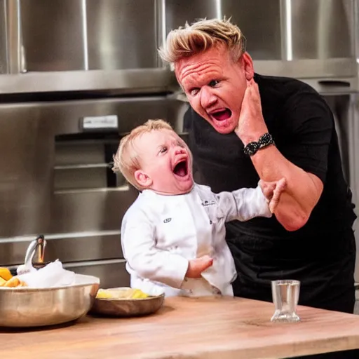 Image similar to photo of gordon ramsay screaming at baby