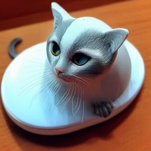 Prompt: “a cute cat with mouse’ face, realistic, highly detailed”