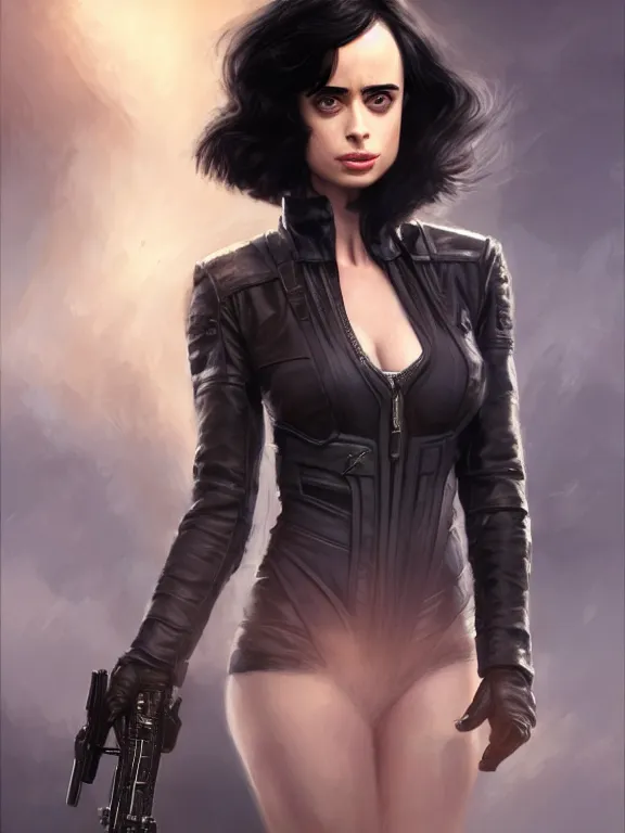 Prompt: krysten ritter as nick fury, digital painting, extremely detailed, 4 k, intricate, brush strokes, mark arian, artgerm, bastien lecouffe - deharme