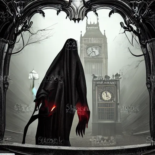 Image similar to terrifying vampiric creature walking through the center of old london city, oil painting, gloomy misty atmosphere, symmetrical, full body image, highly ornate intricate details, very sharp photo,