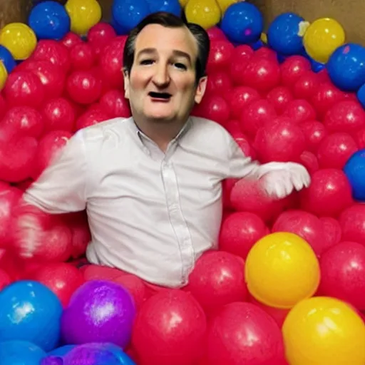 Image similar to Ted Cruz stuck inside a ball pit