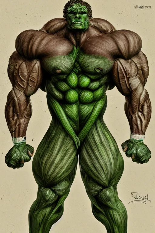 Image similar to ripped broccoli man body builder, highly detailed, digital art, sharp focus, trending on art station