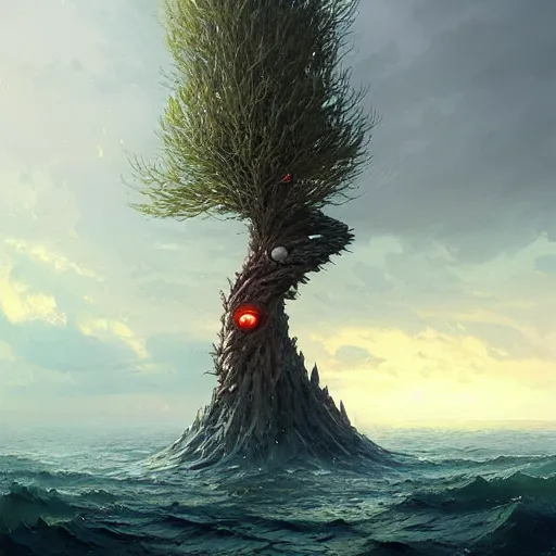 Prompt: a fish as tree, at a sea, by greg rutkowski, trending on art station, highly detailed, magic the gathering, matte painting