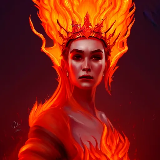 Image similar to Queen of fire and death, highly detailed, digital painting, artstation, concept art, smooth, sharp focus, illustration