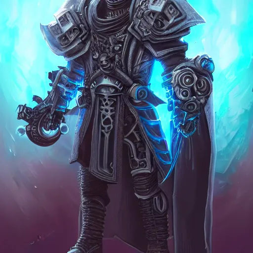 Prompt: cyberpunk lich king by vitaly bulgarov