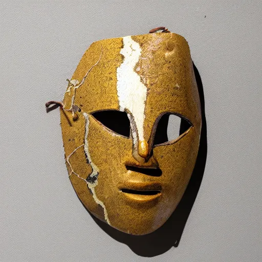 Prompt: Kintsugi marble Mask used in African cultural ceremony, 8k