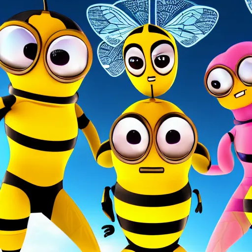 Image similar to the bee movie main characters in space digital illustration 4 k hd