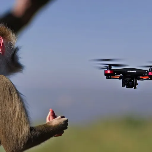 Image similar to monkey controlling a drone 4k ultra hd