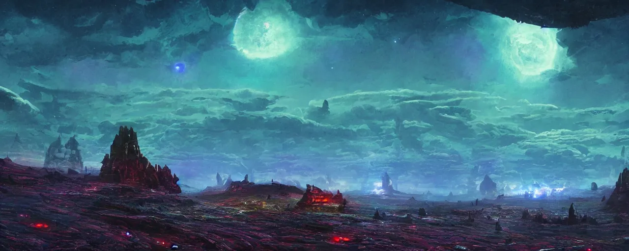 otherwordly barren landscape at night, [ cosmic, | Stable Diffusion ...