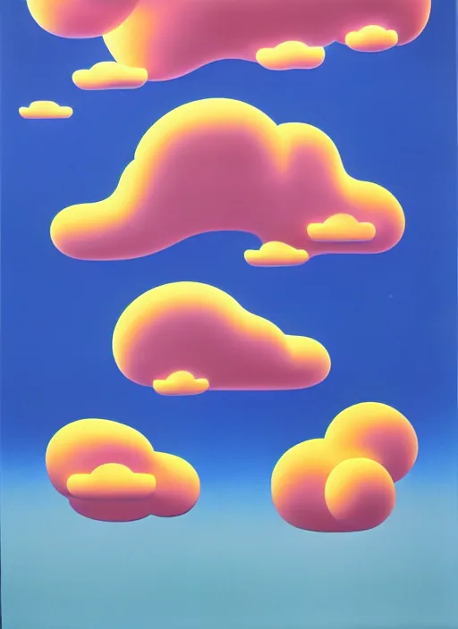 Prompt: clouds sculpture by shusei nagaoka, kaws, david rudnick, airbrush on canvas, pastell colours, cell shaded, 8 k