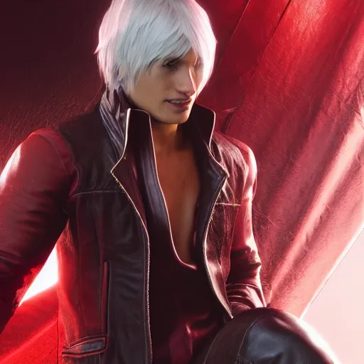 dante from devil may cry, medium length hair, smiling,, Stable Diffusion