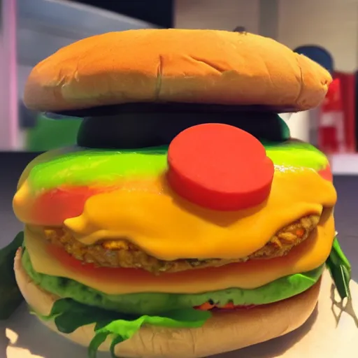 Image similar to A Mike Wackowski themed cheeseburger