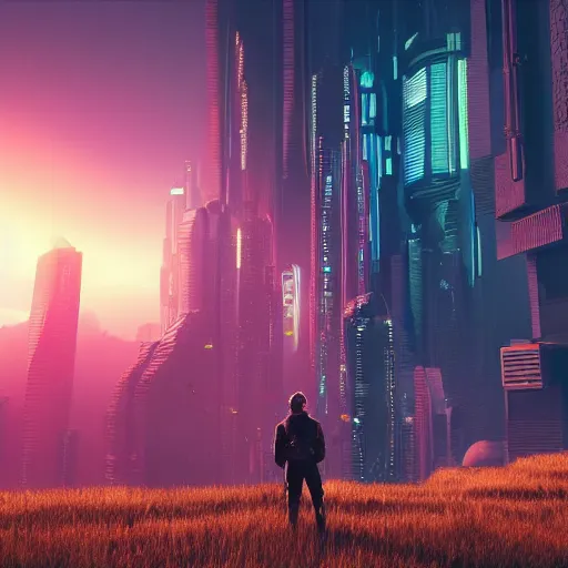 Image similar to 👩‍🌾🛸!! cyberpunk, the image is like beautiful dream, 4k post-processing highly detailed, art station, unreal engine + cinematography by Wes Anderson, Wide angle shot, futuristic, volumetric light, Fuji film, intricate detail, hyperreal, hyperrealistic, 4K, Octane render, unreal engine cinematic, sublime atmosphere,