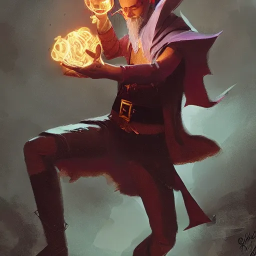 Prompt: magic elf magician performing a card trick, fantasy game art by greg rutkowski, fantasy rpg, league of legends