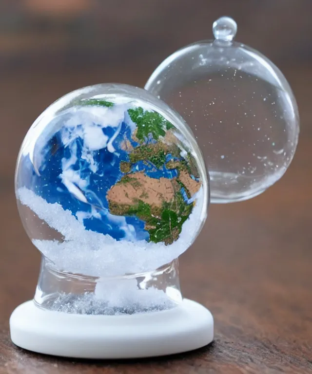 Image similar to a snow globe with planet earth inside