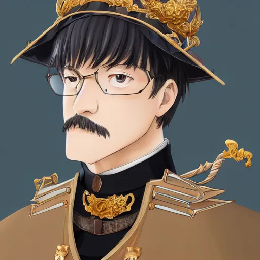 Image similar to portrait of otto von bismarck, anime fantasy illustration by tomoyuki yamasaki, kyoto studio, madhouse, ufotable, comixwave films, trending on artstation