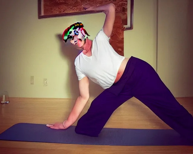 Image similar to donald trump instagram yoga photo shoot