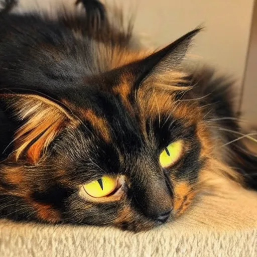 Image similar to cute little long haired tortoiseshell!!!! cat, black and with ((orange)) specks