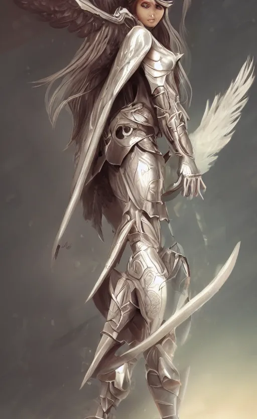 Image similar to concept art, angel knight girl, artstation trending, highly detailed