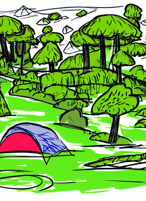 Image similar to bold sketch of the great outdoors 2 d stylized